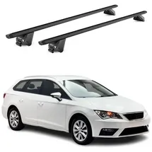 Aurilis OMAC Dachträger Aluminium TÜV geprüft für Seat Leon III IV Kombi 2014-2026 – Für integrierte Dachreling – T Nut – Max 100 kg – 2 Schlösser Schwarz