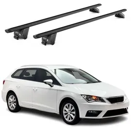 Aurilis OMAC Dachträger Aluminium TÜV geprüft für Seat Leon III IV Kombi 2014-2026 – Für integrierte Dachreling – T Nut – Max 100 kg – 2 Schlösser Schwarz