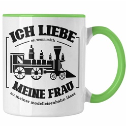 Trendation Tasse Lustige Modelleisenbahn Tasse Geschenk für Eisenbahner grün