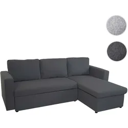 Schlafsofa HWC-D92, Couch Ecksofa Sofa, Schlaffunktion 220x152cm Stoff/Textil ~ dunkelgrau, ohne Deko-Kissen