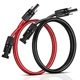 Solar Kabel 6mm2, 2 * 3m Solarkabel Verlängerungskabel beidseitig Solarstecker Solarkabel Photovoltaik Kabel, pv Kabel 6mm2, Solarstecker, IP67 wasserdichtem Stecker 10AWG/6mm2 rot/schwarz