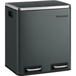 Songmics Mülleimer Abfalleimer, 30L, ergonomisch, Stahl, Metall-Fußreling