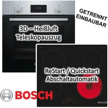 Bosch Herdset Bosch Backofen Schnellaufheizung mit Glaskeramikkochfeld TouchSelect autark 60 cm