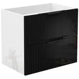 duschspa Waschtisch Unterschrank Waschtischunterschrank Waschbeckenunterschrank Badschrank, 50-120cm Hängeschrank, Matt / Hochglanz schwarz 60 cm x 52 cm x 38.8 cm