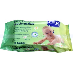 Babytücher, Feuchtücher 72 Stück mit Kamille und Aloe Vera, ohne Alkohol & Farbstoffe