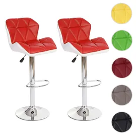 Mendler 2er-Set Barhocker höhenverstellbar Kunstleder  ~  rot