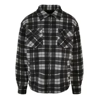 URBAN CLASSICS Plaid Teddy Lined Shirt Jacket in Grau,