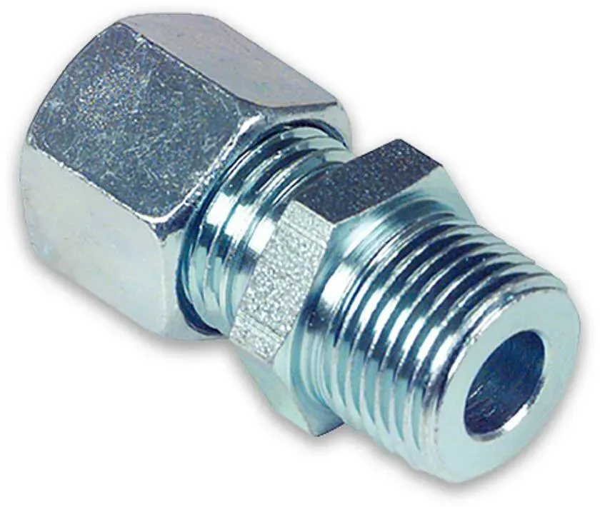 Schneidringverschraubung verzinkt, Gerade Einschraubverschraubung, Konisches Gewinde (Ausführung: 6 mm - R 1/2'')