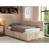 MKS JUGENDBETT ARVO 90/200 - Beige Plüsch - Foam-Matratze - Links Seite