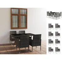 vidaXL 5-tlg. Garten-Essgruppe Poly Rattan Anthrazit und Grau