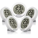 Bresser Thermo-/Hygrometer Smile 5er-Set, Raumklima Klimamessgerät, Temperaturmesser Innen, Luftfeuchtigkeitsanzeige, Schimmel Vorbeugung, Komfortindikator Klima
