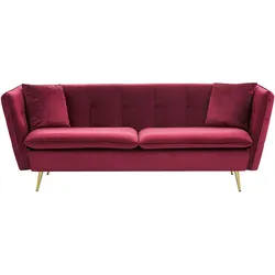 3-Sitzer Sofa Samtstoff dunkelrot FREDERICA