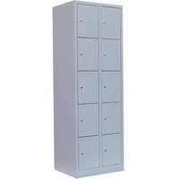 Lüllmann Schließfachschrank X-520520, aus Metall, 10 Fächer, 59 x 180 x 50cm, lichtgrau