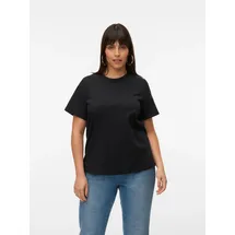 Vero Moda Curve Kurzarmshirt VERO MODA CURVE "VMPAULINA SS T-SHIRT GA JRS NOOS CUR", Damen, Gr. L, schwarz, Jersey, Obermaterial: 100% Baumwolle, unifarben, normal, Rundhals, Shirts, Baumwolle, regular fit