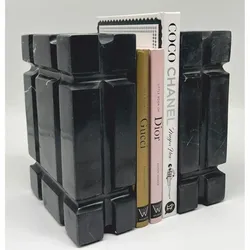 Casa Padrino Luxus Marmor Deko Buchstützen Set Schwarz - Deko Accessoires