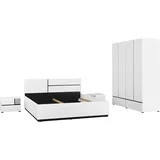 otto home Schlafzimmer-Set OTTO HOME "Cross, moderne, grifflose Optik, FSC-zertifiziert", weiß, 4trg. Schrank + ohne Matratze, B/H: 180cm x 200cm, 4trg. Schrank, Schlafzimmermöbel-Sets, Komplettschlafzimmer-Set