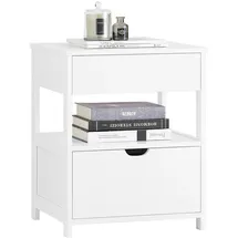 SoBuy Nachttisch, Nachtschrank mit 2 Schubladen Beistelltisch, Weiß, FRG258-II-W
