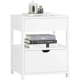 SoBuy Nachttisch, Nachtschrank mit 2 Schubladen Beistelltisch, Weiß, FRG258-II-W