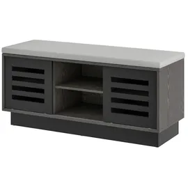 Costway Schuhbank 100 x 46 x 35 cm 2 in 1 Sitzbank & Schuhregal 6 Fächer / Grau/Dunkelgrau
