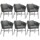 Tectake tectake® Stuhlset, Geflecht im Rope-Design, abnehmbare Polyesterbezüge, 60 x 61 x 77 cm