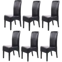 MCW 6er-Set Esszimmerstuhl Küchenstuhl Stuhl Crotone, LEDER ~ schwarz,