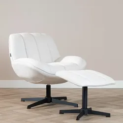 Bronx71 Sessel mit Hocker Santa Leinen drehbar Off white