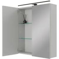 Planetmöbel Spiegelschrank ARIA 60 cm weiß grau mit Leuchte