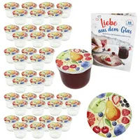 Mambocat 40er Set Sturzglas 230ml Einmachglas TO82 Comic-Obst Deckel