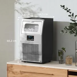 Homcom Kommerzielle Eiswürfelmaschine 30 kg/24 H Eismaschine Edelstahl - Silber