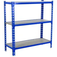 Simon Rack Simonrack Schwerlastregal, Lagerregal, 90x120x40 cm, Metallregal, Kellerregal, Biegestelle 200 kg, 3 Holzfachböden, Blau/Holz - Maderclick