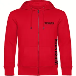 multifanshop Kapuzen Sweatshirt Jacke - Wiesbaden - Brust & Seite - Druck schwarz - Sweat