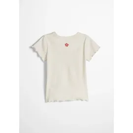 Marc O'Polo T-Shirt feines Rippjersey, gesticktes Logo weiß 128/134 (8-9J)