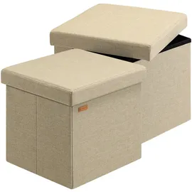 CASARIA Sitzhocker mit Stauraum Polyester 38 x 38 x 38 cm Beige