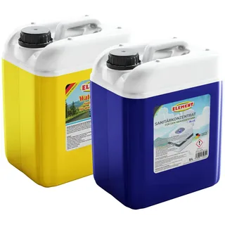 Sanitärflüssigkeit Set 2 x 5 Liter BLUE & Water Rinse für Campingtoiletten für Frisch- und Abwassertank Chemietoiletten Zusatz Camping WC Spülwassertank Sanitärkonzentrat Campingtoilette Abwassertank