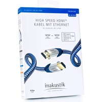 in-akustik 00423007 Premium II High Speed HDMI-Kabel mit Ethernet HDMI Stecker - HDMI Secker 0,75 m