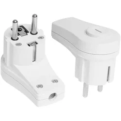 Winkelstecker mit Schalter und Beleuchtung 230V 16A Uni-Schuko weiß
