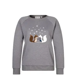 Naketano Krokettenhorst Damen Sweatshirt - Dark Grey Melange (2Foxes - Appl.), Gr. M