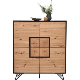 Highboard 116 x 131 x 40 cm Schwarz / Eiche
