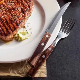 Tramontina STEAK-/PIZZA Messer, 6 Stück, Edelstahl, Holzgriff FSC, spülmaschinenfest