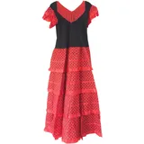 La Senorita Spanische Flamenco Kleid/Kostüm - für Mädchen/Kinder - Rot/Schwarz (Größe 34-36 - Länge 115 cm, Mehrfarbig) - 16 Jahre