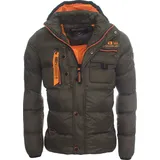 Geographical Norway Winterjacke Herren Steppjacke mit abnehmbarer Kapuze, mit Stehkragen, in Unifarben blau