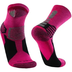 Alpaka Merino Wandersocken: CAMINO Gepolsterte Trekking Thermosocken Unisex. tomatenrot 43/46