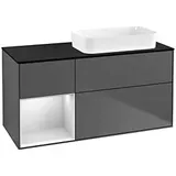 Villeroy & Boch Finion Waschtischunterschrank F682MTGK 120x60,3x50,1cm, Regal links White matt lacquer, Anthracite matt