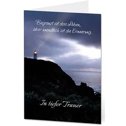 LUMA Trauerkarte Leuchtturm DIN B6