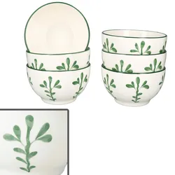 6x Wald grün Müslischale Ø14,3cm 550ml Steingut 6 Pers Dessert-Bowl Weihnachten
