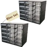 GarPet 2x Sortimentskasten 15 Fach Sortierkasten für Kleinteile Organizer Schrauben Sortierbox Kleinteilemagazin Sortimentsboxen