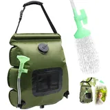 MIUUIPI Solar Dusche Tasche, Campingdusche, 20L Outdoor Warmwasser Duschsack, Mobile Solardusche Camping Dusche Set, Tragbare Solar-Wassersack für Garten für Camping Outdoor Wandern (Grün)