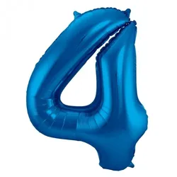 Folat XL Folienballon Zahl 4 in blau, 86 cm, 1 Stück, Helium Ballon (unbefüllt) - Luftballon