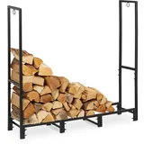 Relaxdays Kaminholzregal XL, Holzlege Stahl, Scheite ab 26,5 cm, Brennholzregal außen, HBT: 116 x 121 x 30,5 cm, schwarz