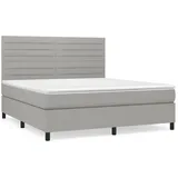 vidaXL Boxspringbett mit Matratze Hellgrau 180x200 cm Stoff